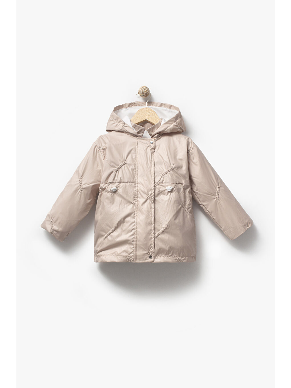 Bej Kız Çocuk Kapüşonlu Yağmurluk 2000