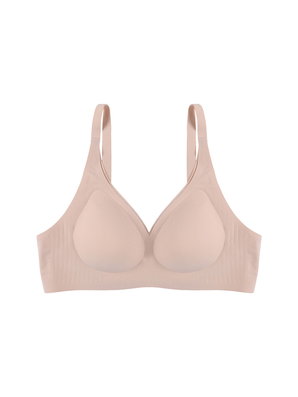 Ekru Balensiz Lazer Dikişsiz Kaplı Dekolteli Büstiyer Sütyen