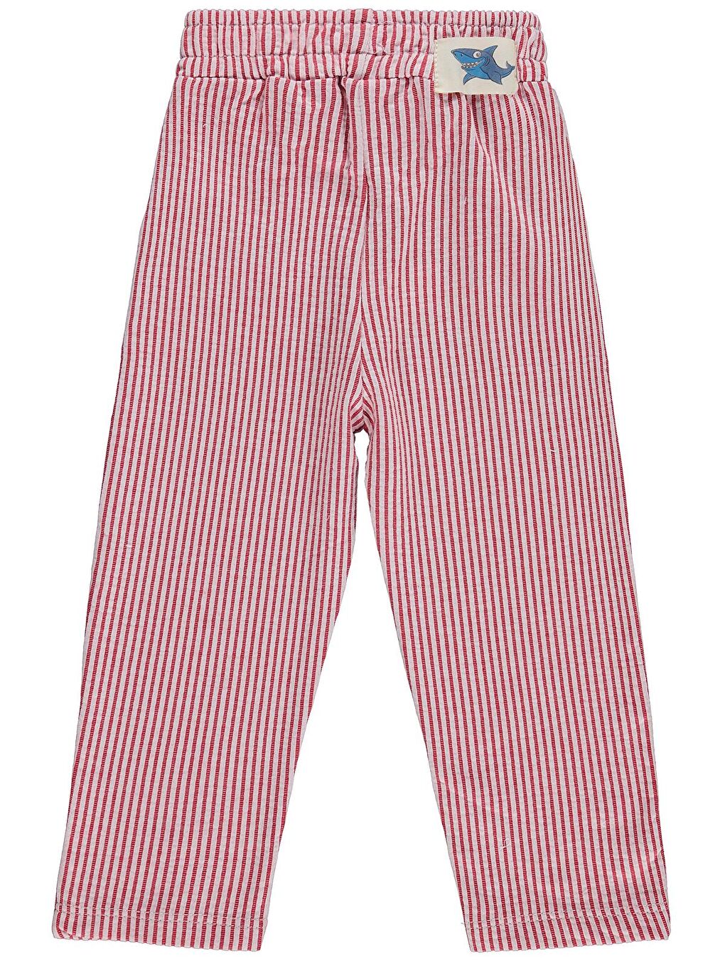 Boys Köpekbalığı Armalı Kendinden Çizgili 2-5 Yaş Pantolon - Kırmızı-1