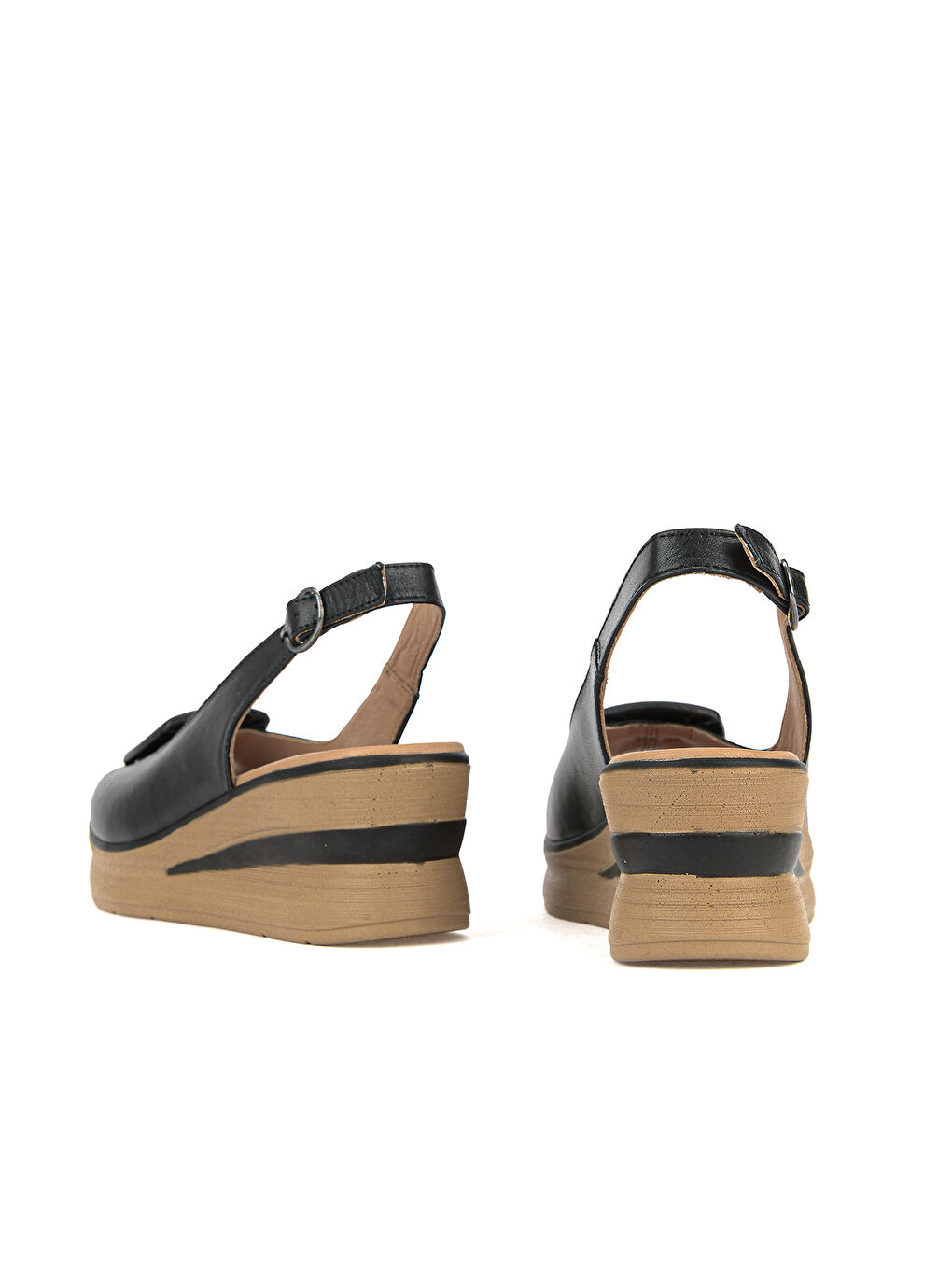 Kadın Hakiki Deri Dolgu Topuk Sandalet 161992Z1802 Siyah-2