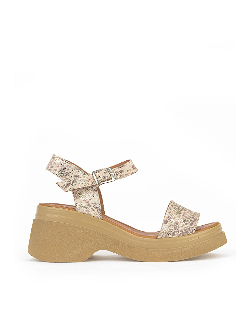 Sarı Kadın Hakiki Deri Topuklu Sandalet 161992Z64028 Gold-Yılan