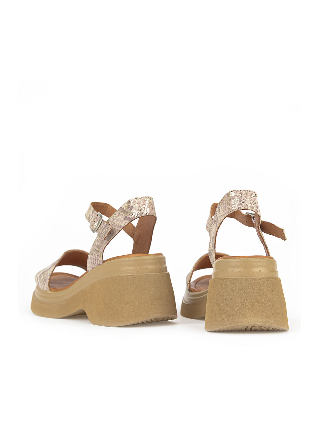 Sarı Kadın Hakiki Deri Topuklu Sandalet 161992Z64028 Gold-Yılan-2