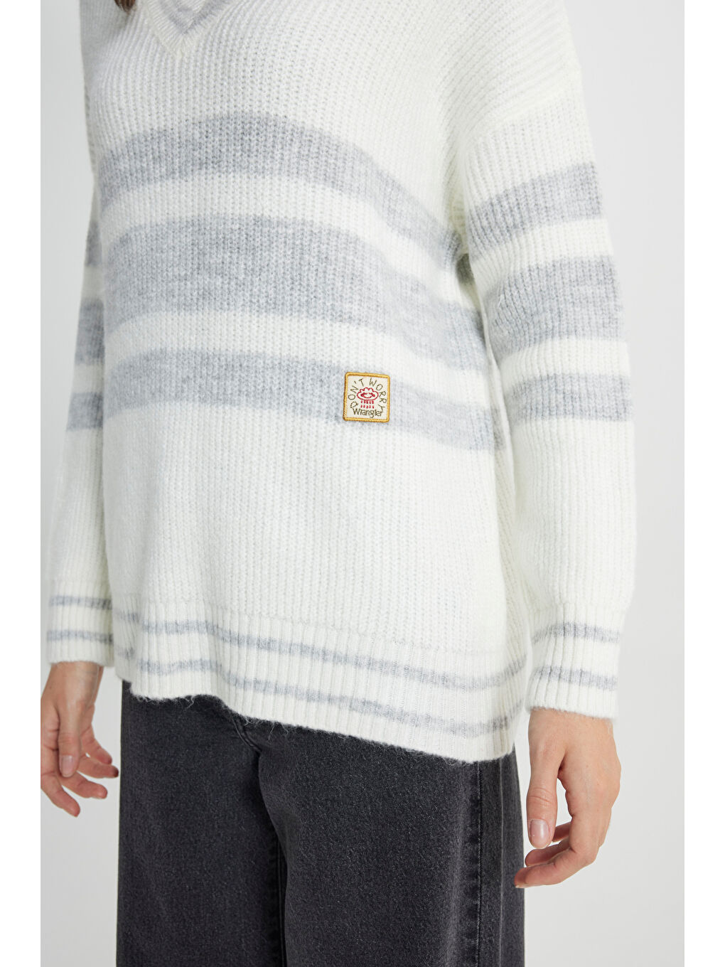 Relaxed Fit Geniş Kesim Yeşil Triko Kazak-4