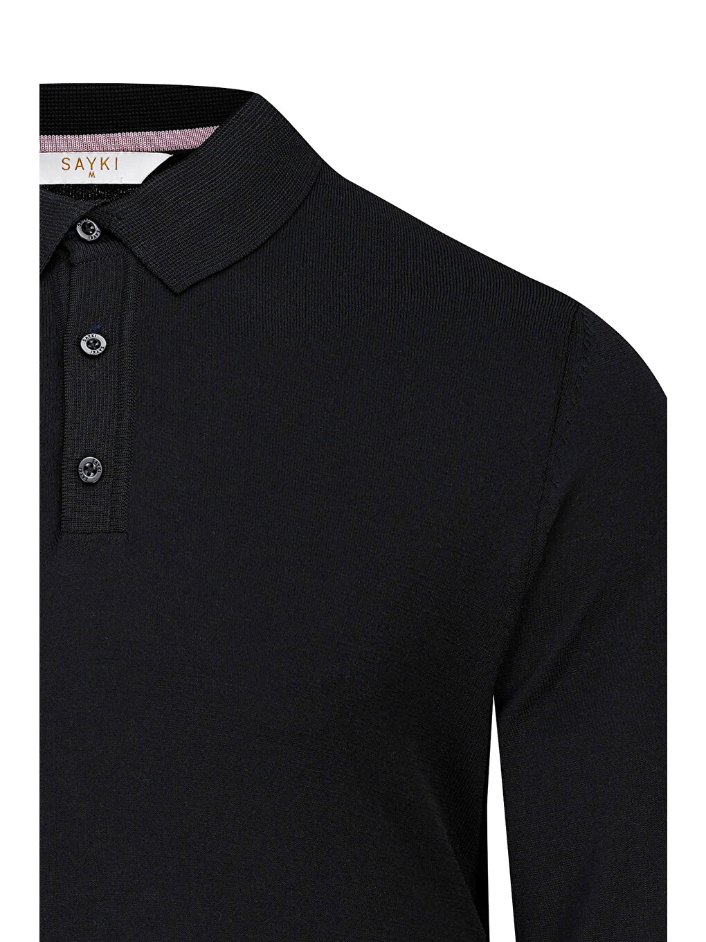 Siyah Regular Fit Polo Yaka Rayon Kazak-1