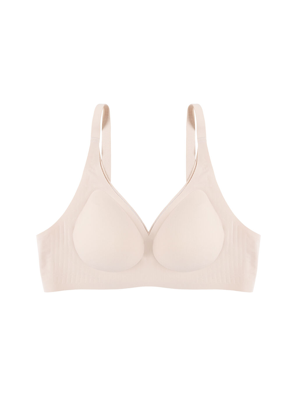 Ekru Balensiz Lazer Dikişsiz Kaplı Dekolteli Büstiyer Sütyen