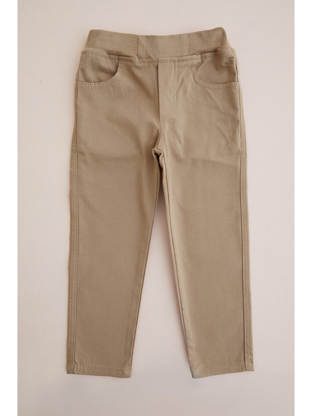 Kahverengi Beli Bağcıklı Gabardin Kumaş Unisex Çocuk Pantolon