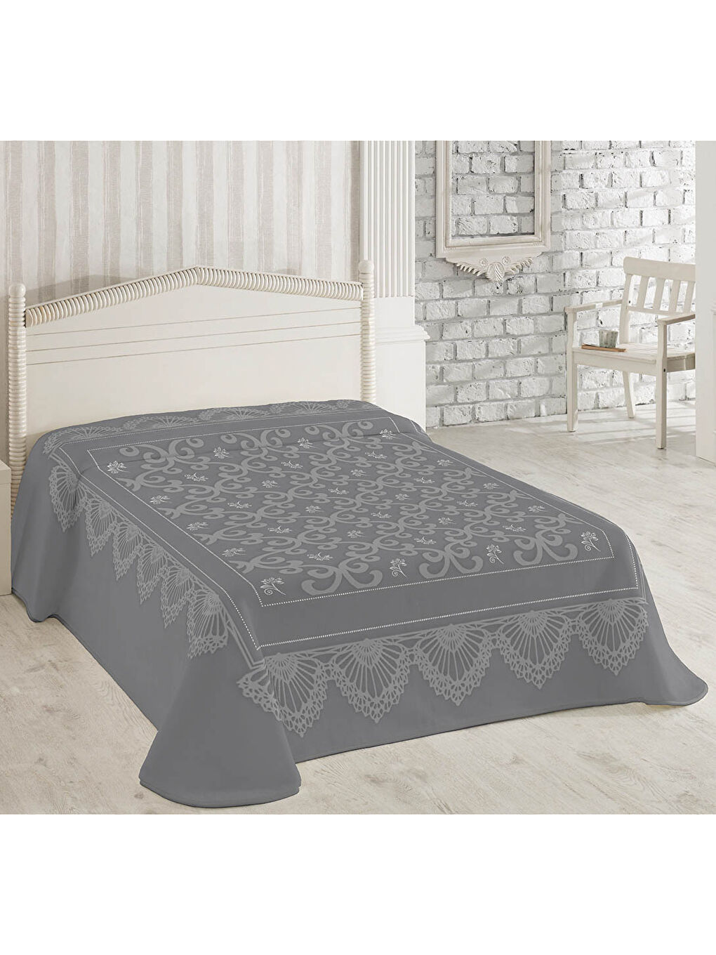 Sarı Pırıltı Embos Vizon Battaniye 220X240 Gri GRI
