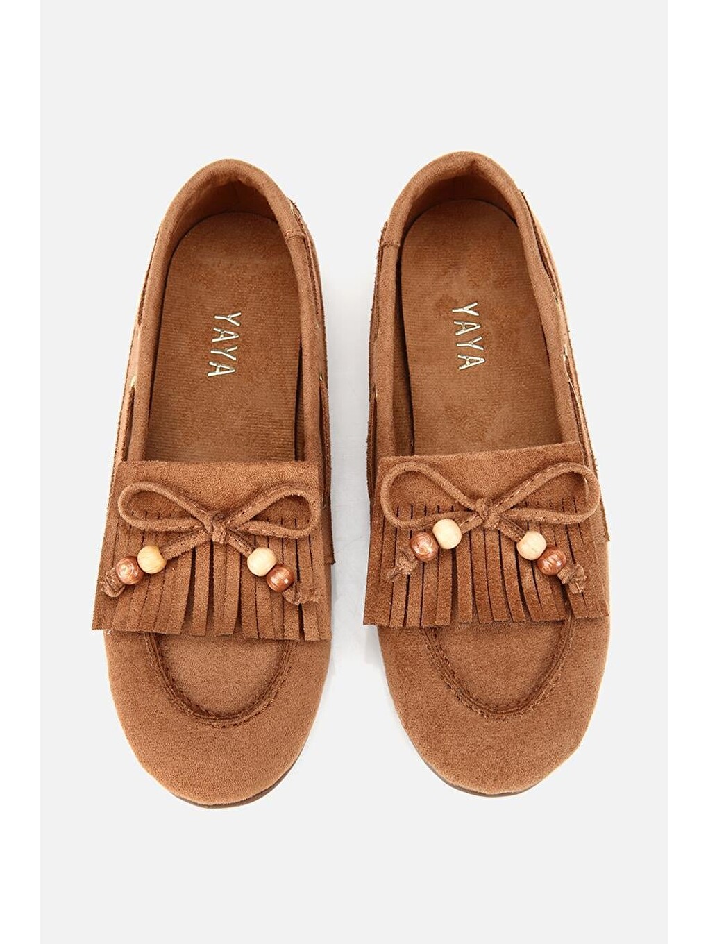 Kahverengi Kadın Taba Süet Fiyonk Detaylı Bağcıklı Loafer-5