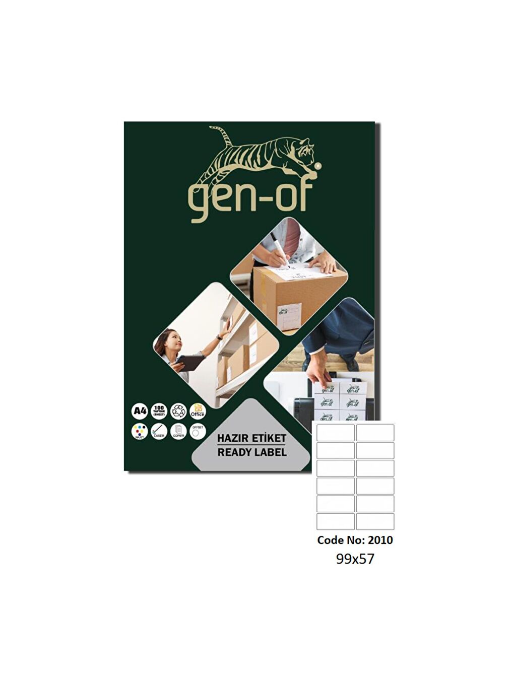 Gen-Of GK-2010 Laser Etiket 99x57 100 Sayfa (1000 Etiket)