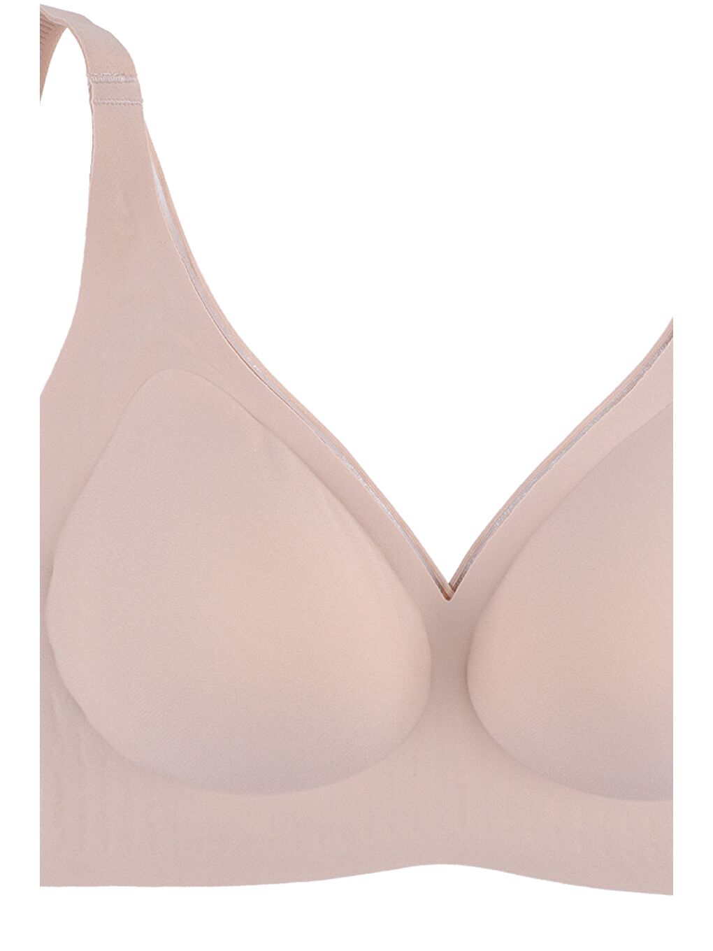 Ekru Balensiz Lazer Dikişsiz Kaplı Dekolteli Büstiyer Sütyen-2