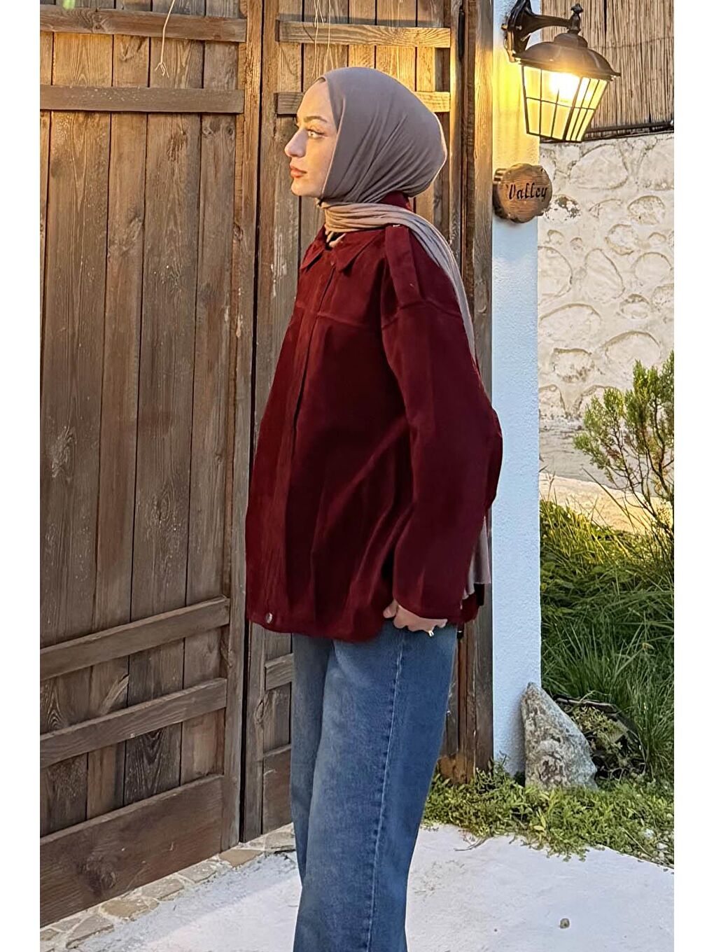 Omuz Apoletli Süet Mont Bordo-1