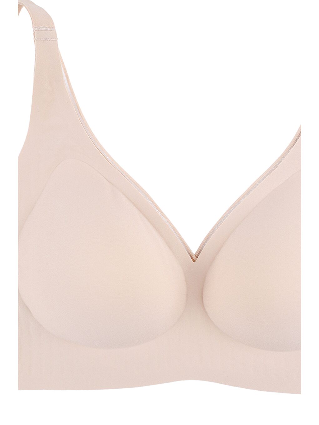 Ekru Balensiz Lazer Dikişsiz Kaplı Dekolteli Büstiyer Sütyen-2