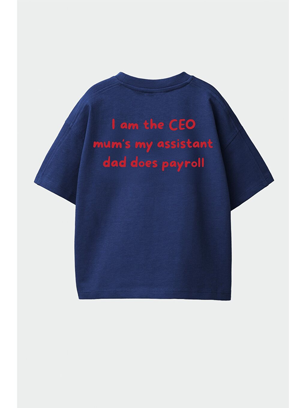 Lacivert Unisex Çocuk Pamuklu Sırtı Baskılı T-Shirt