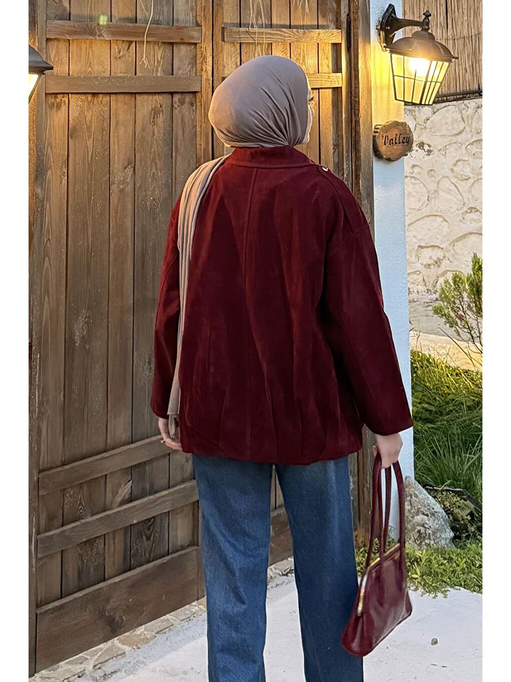 Omuz Apoletli Süet Mont Bordo-3