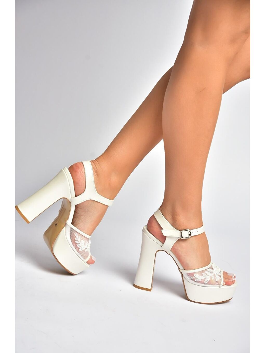 Bej Sedef Kadın Topuklu Ayakkabı Y246058709-1