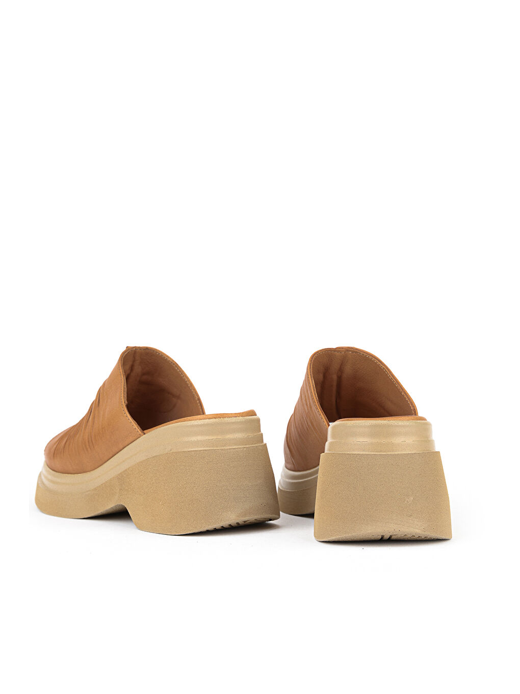 Kahverengi Kadın Hakiki Deri Topuklu Terlik 161992Z64023 Taba-2