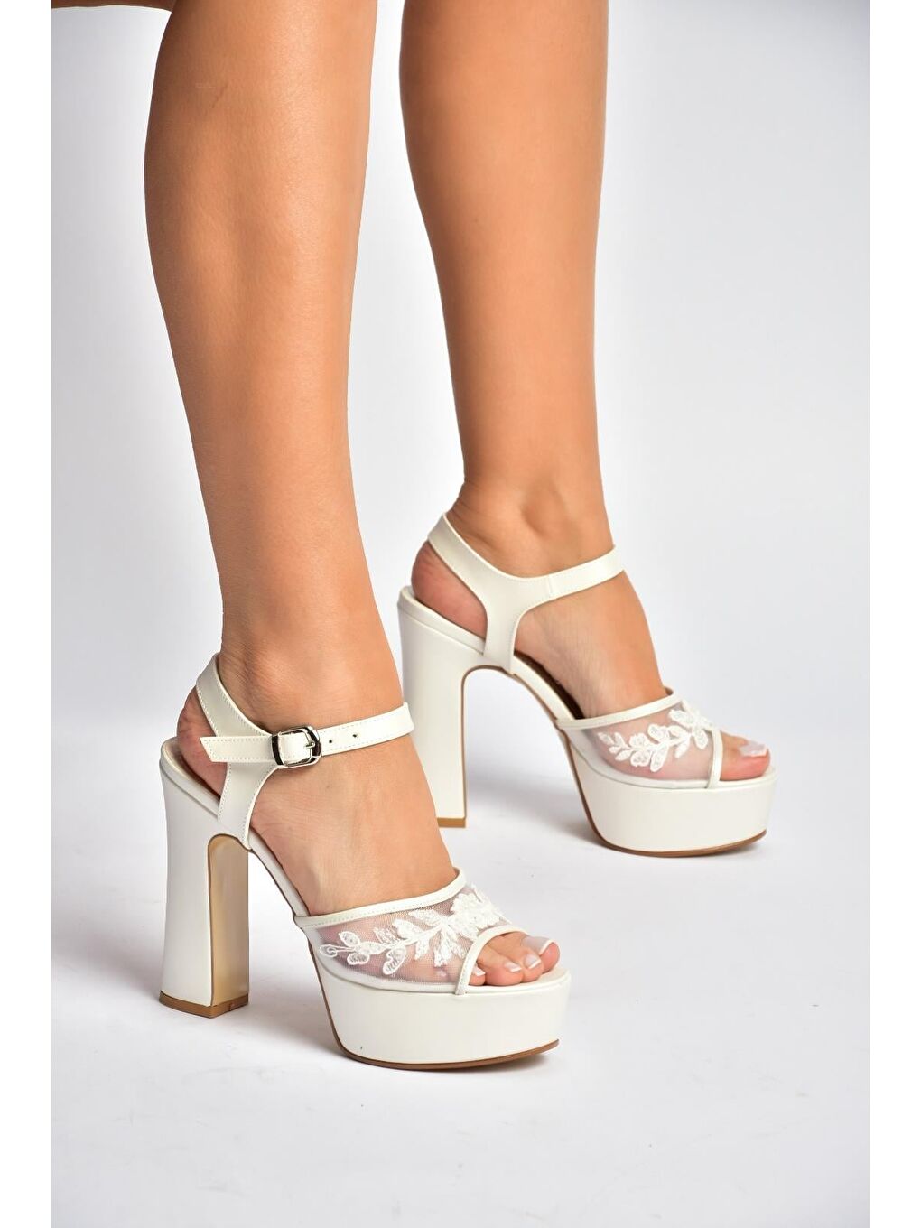 Bej Sedef Kadın Topuklu Ayakkabı Y246058709-3