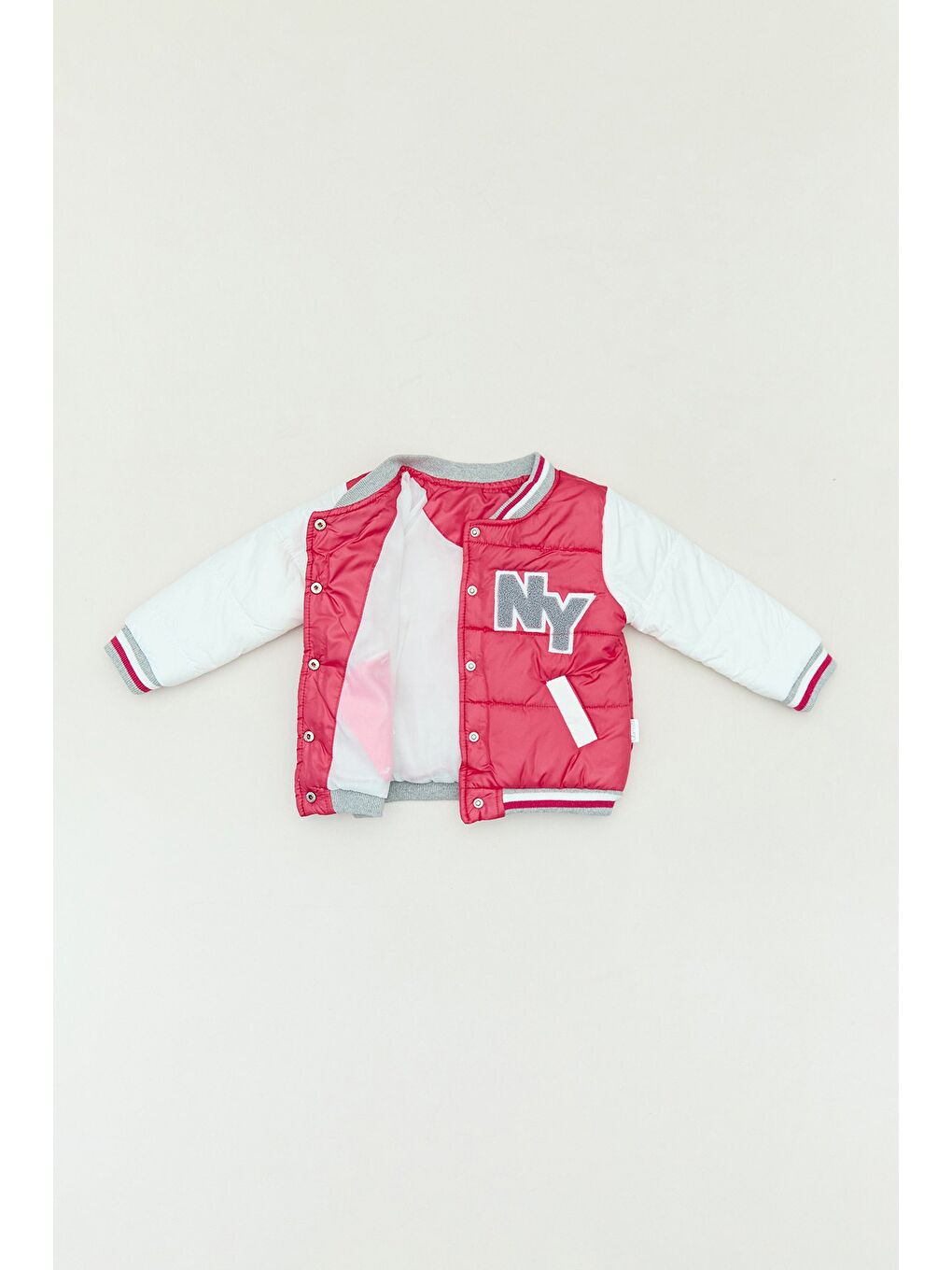 Fuşya Nakışlı Çıtçıtlı Kız Çocuk Mont