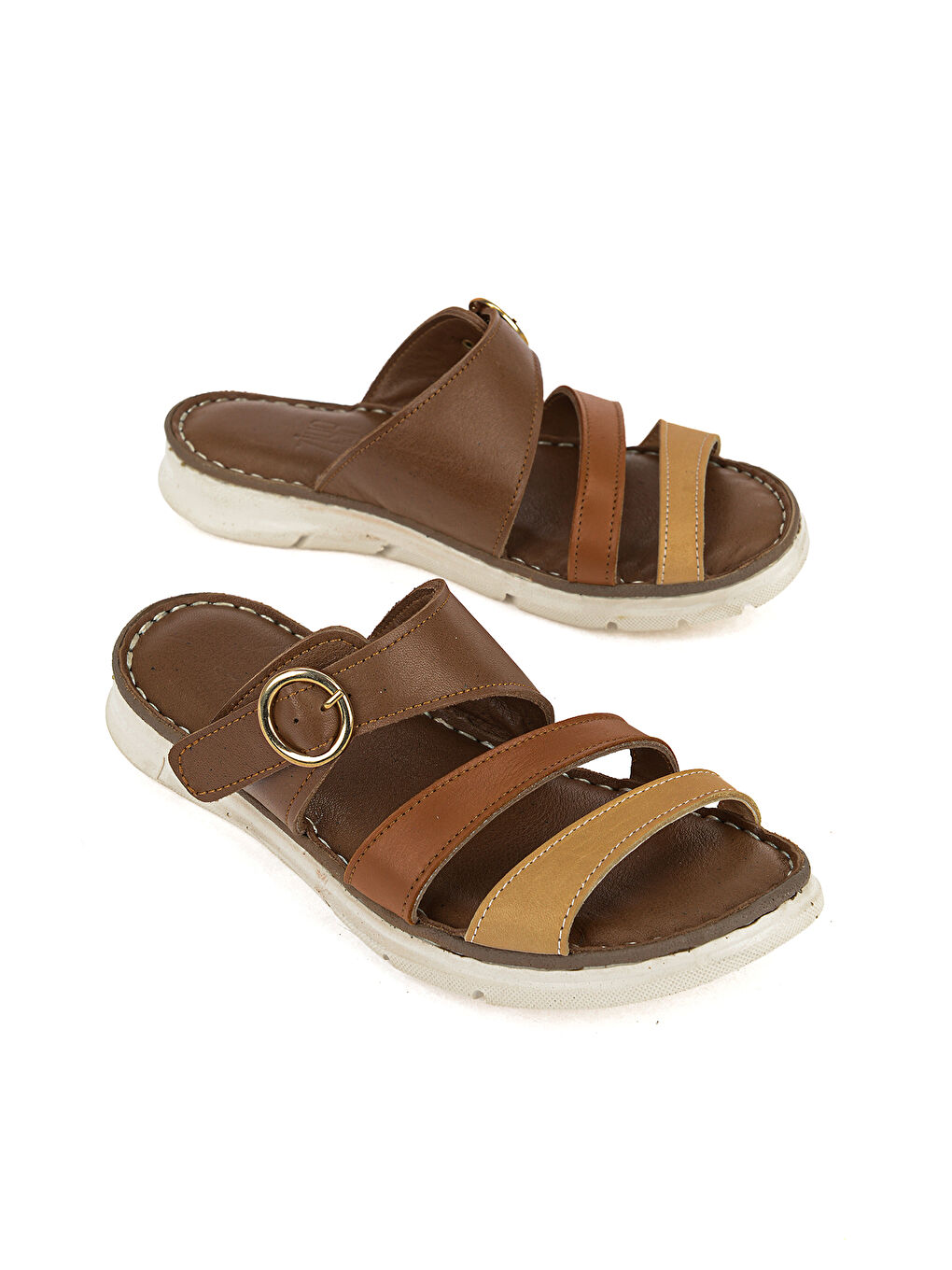 Kahverengi Kadın Hakiki Deri Konfor Terlik 1611051Z7102 Fındık-1