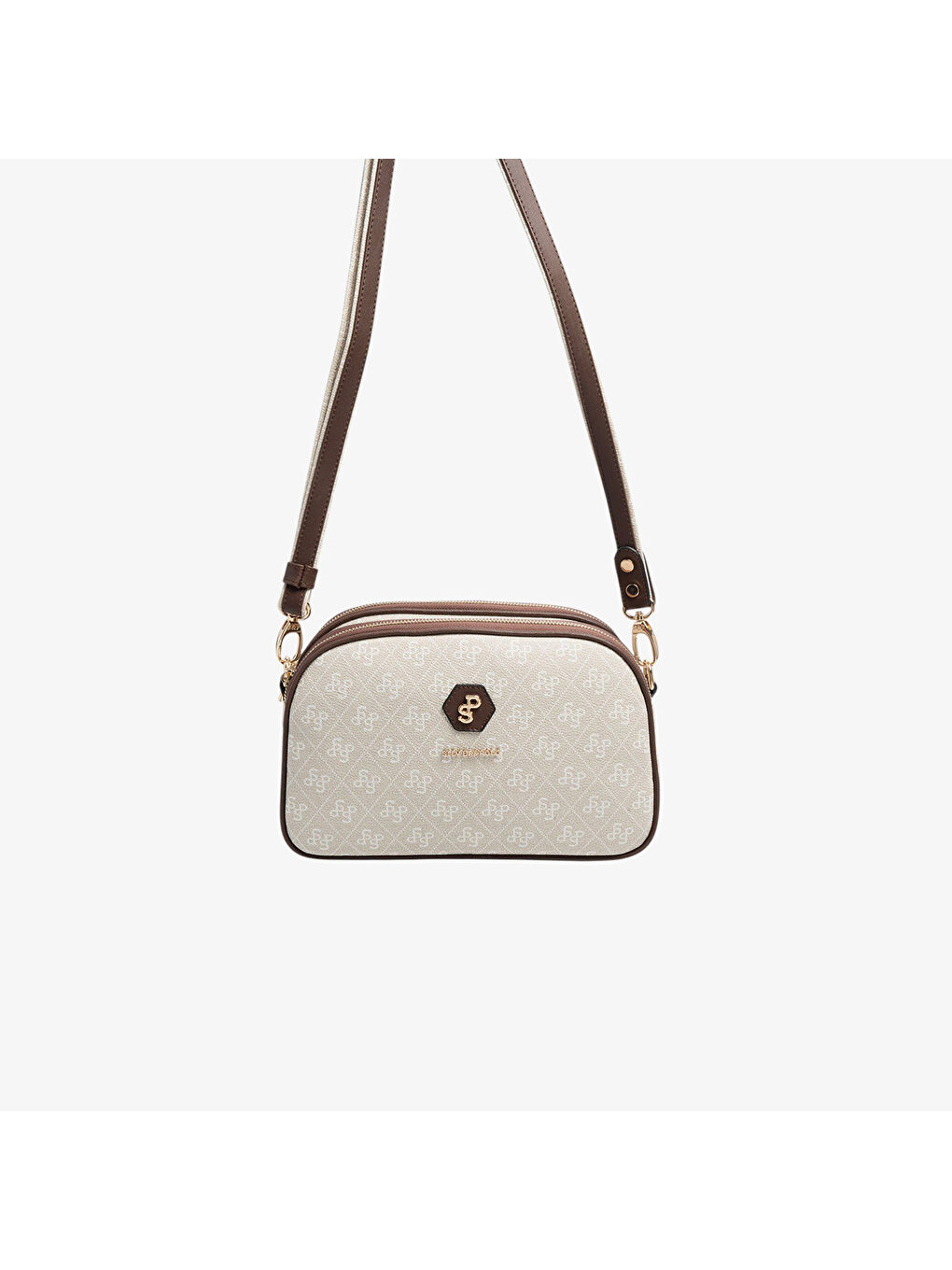Bej Kadın SP745-M178 SILVER POLO Çapraz Çanta Taş-Kahve-1