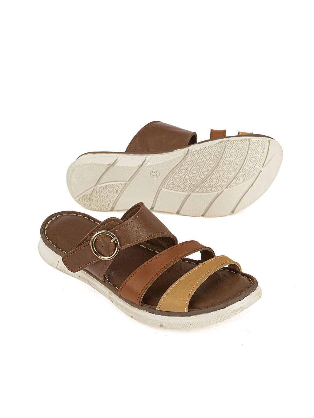 Kahverengi Kadın Hakiki Deri Konfor Terlik 1611051Z7102 Fındık-3