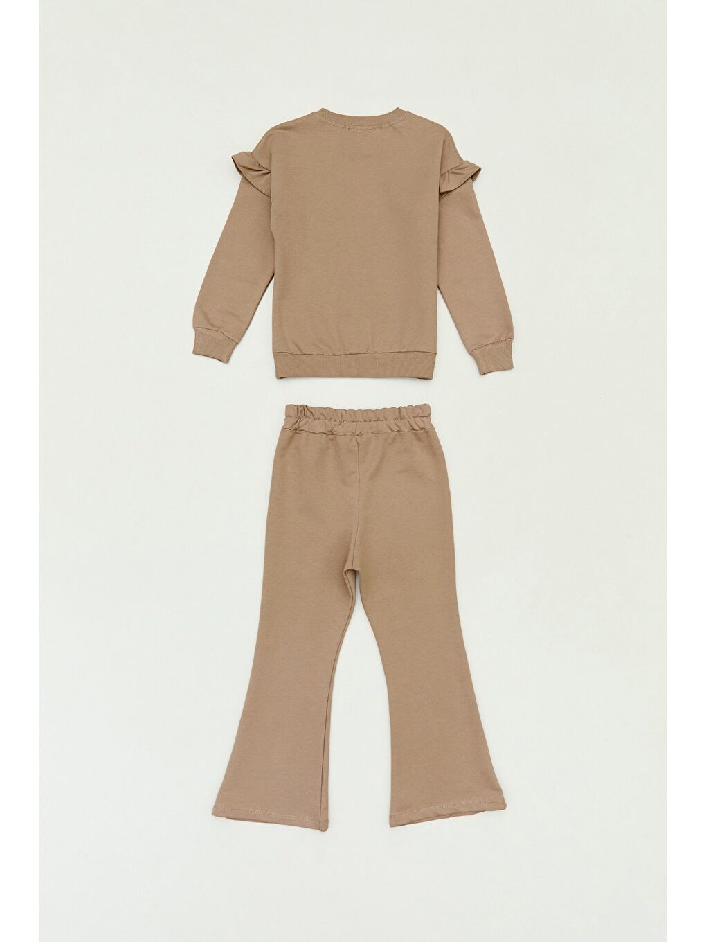 Bej Baskılı Bisiklet Yaka Kız Çocuk Takım-2
