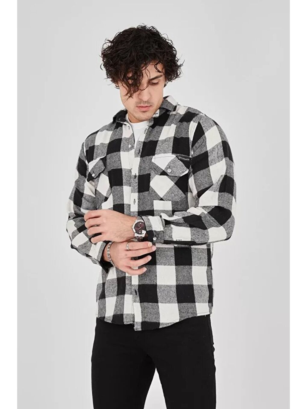 Erkek Oduncu Gömlek - Siyah-2