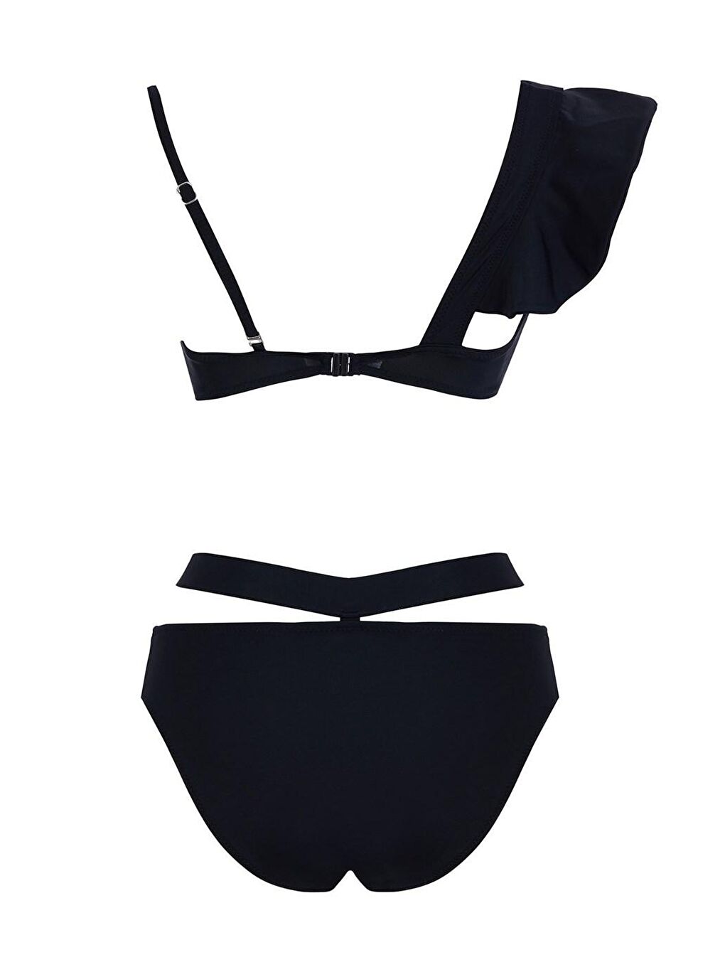 SAILOR moda Siyah V Yaka Volanlı Bikini Takım - 1