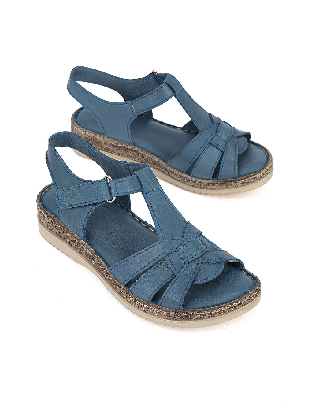 Kadın Hakiki Deri Konfor Sandalet 1611051Z030 Mavi-1