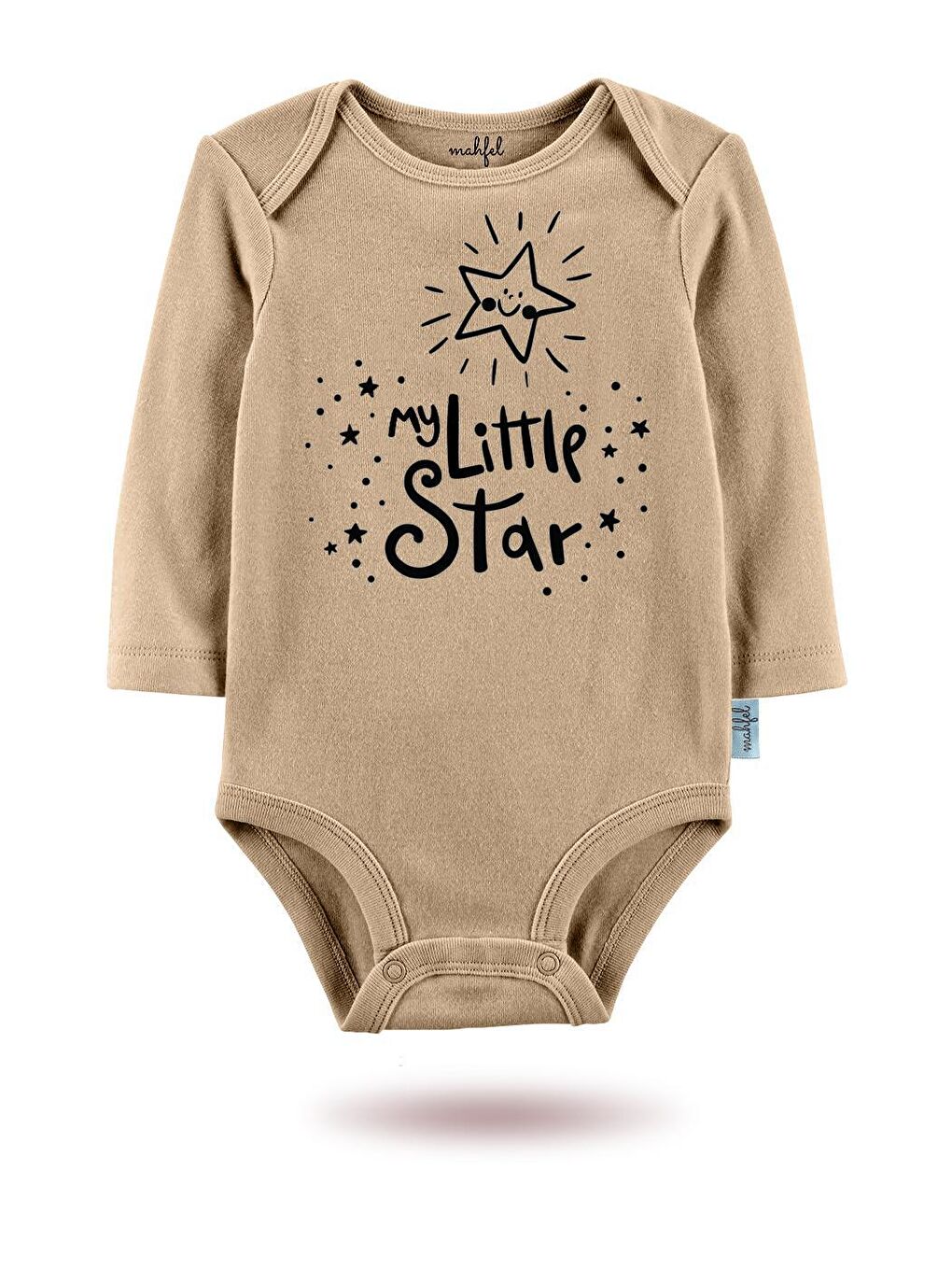 MAHFEL Ekru-Kahverengi 2'Li "MY LİTTLE STAR "Baskılı Uzun Kollu Unisex Bebek Çıtçıtlı Body - 2