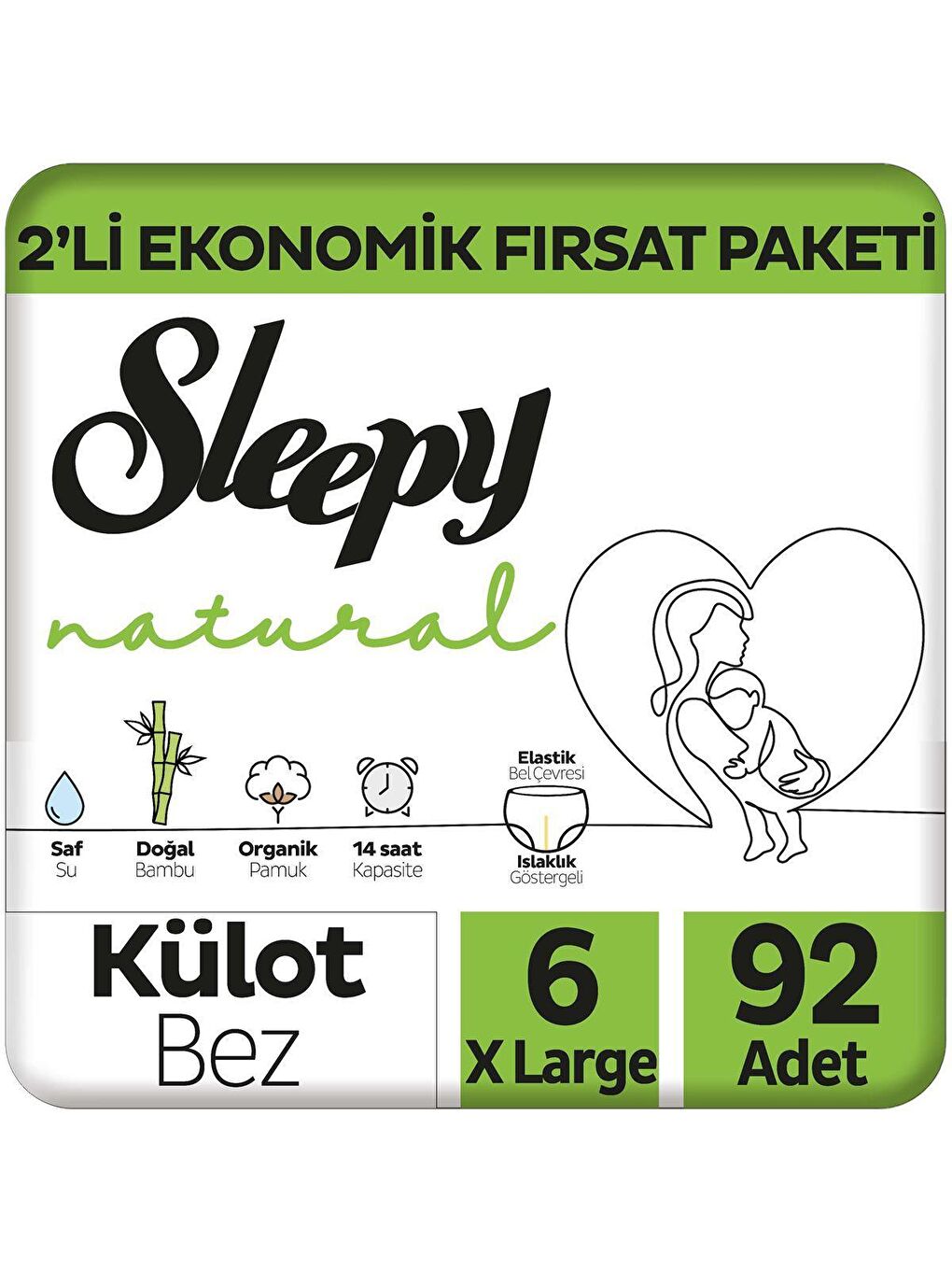 Sleepy Beyaz 2'li Paket Külot Bez 6 Numara Xlarge 46x2 (92 Adet)