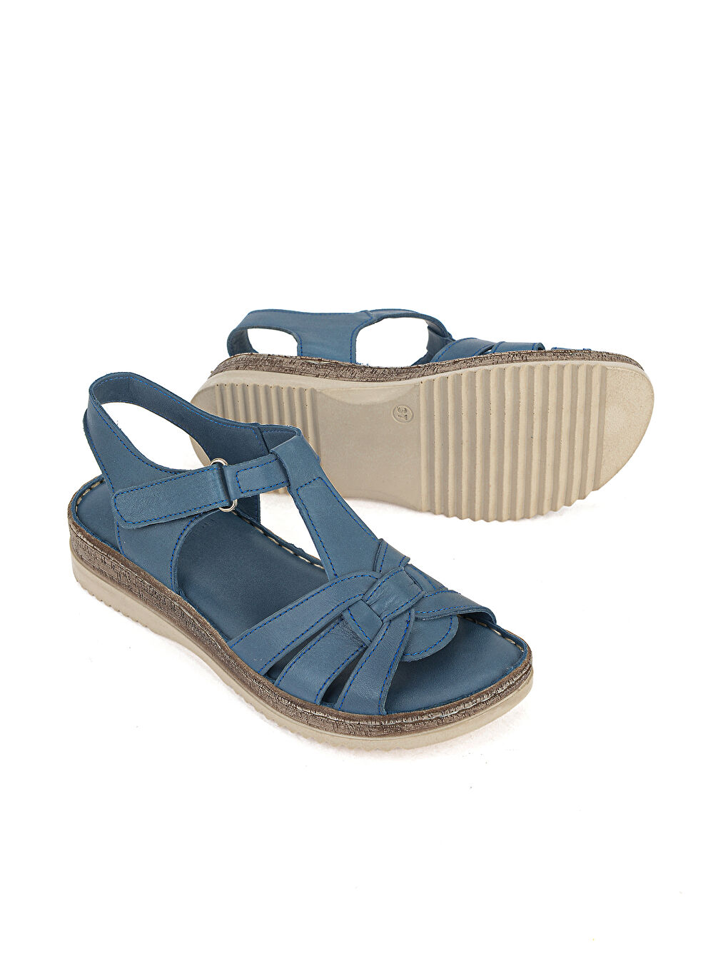 Kadın Hakiki Deri Konfor Sandalet 1611051Z030 Mavi-3