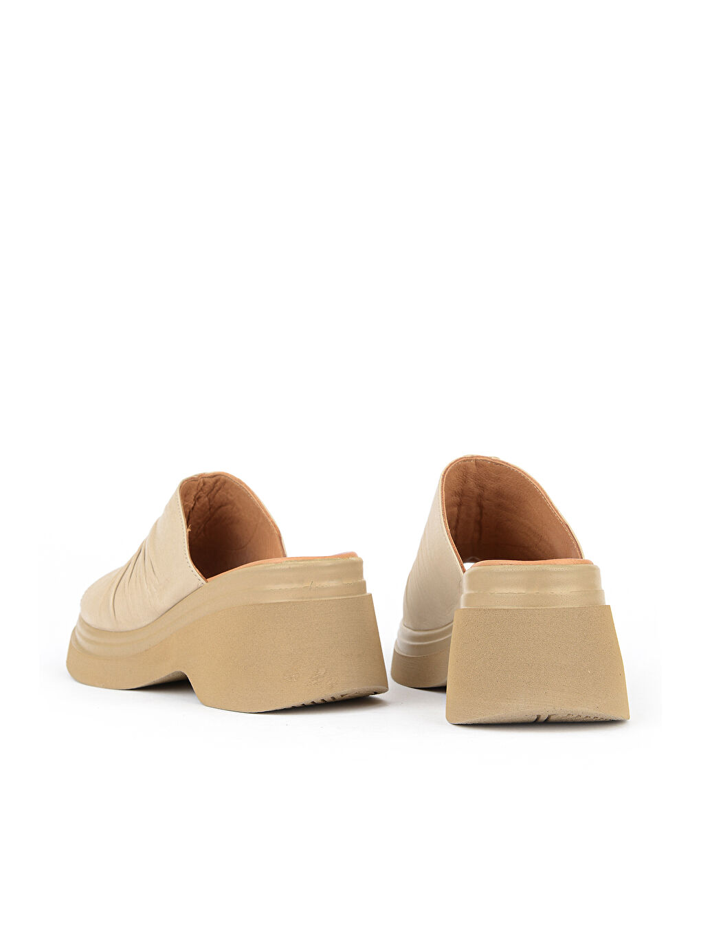 Kadın Hakiki Deri Topuklu Terlik 161992Z64023 Bej-2