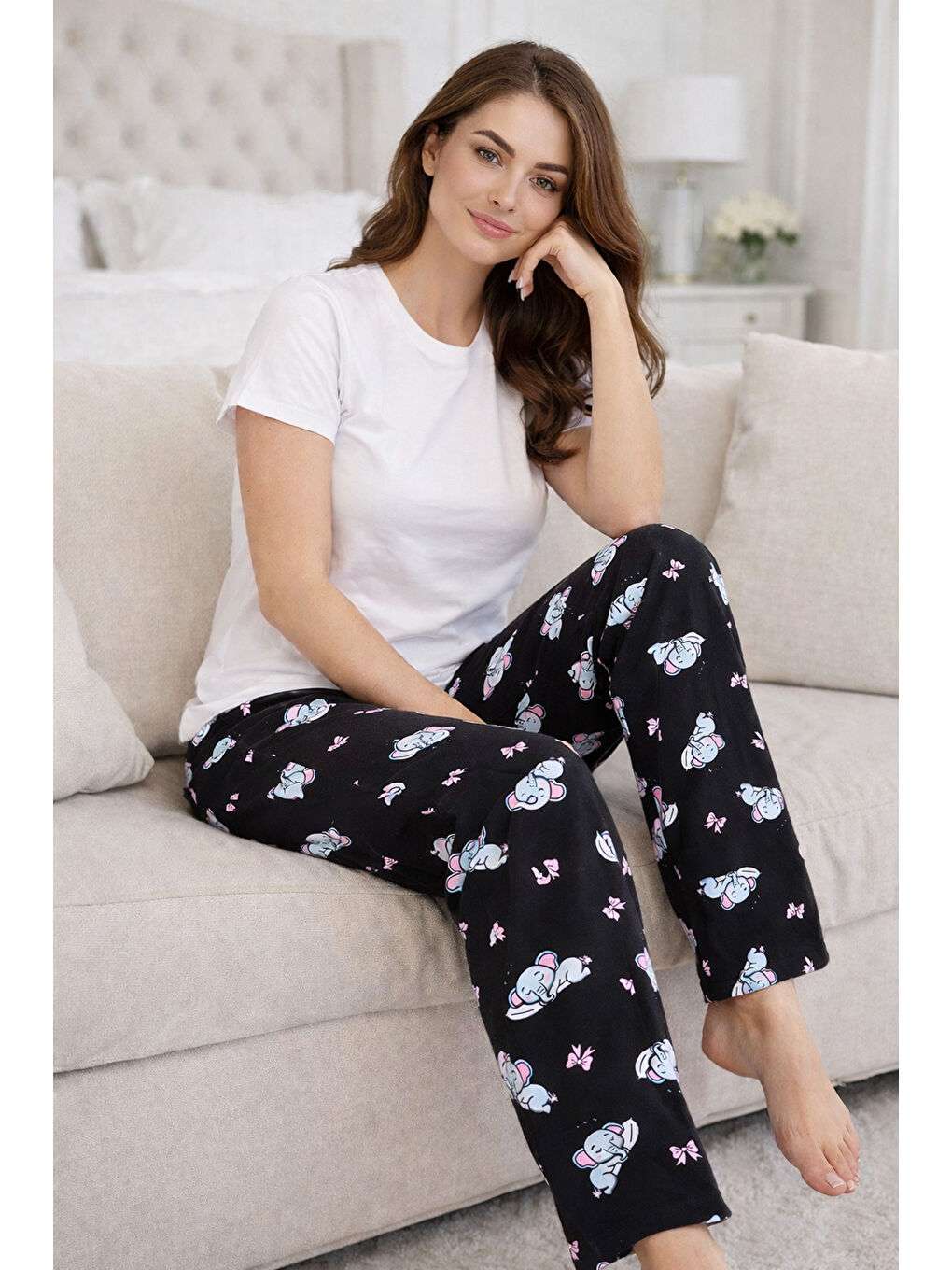 Kadın Viskon Kumaş Penye Tek Pijama Alt 17 Siyah01-2