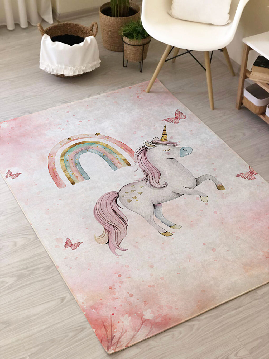 EVMİLA Karışık Unicorn Desenli Baskı Kalın 7mm Halı Modeli