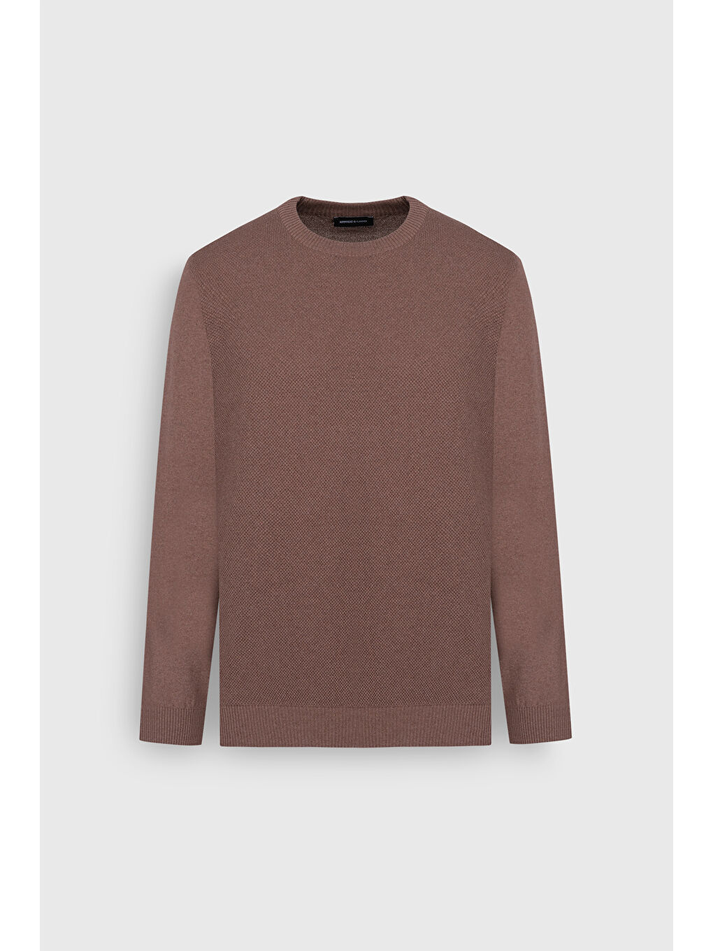 Bej Erkek Vizon Pamuklu Standart Fit Normal Kesim Bisiklet Yaka Jakarlı Triko Kazak-6