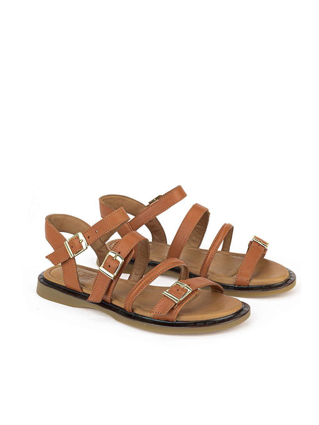 Kahverengi Kadın Hakiki Deri Sandalet 1611047Z26625 Taba-1