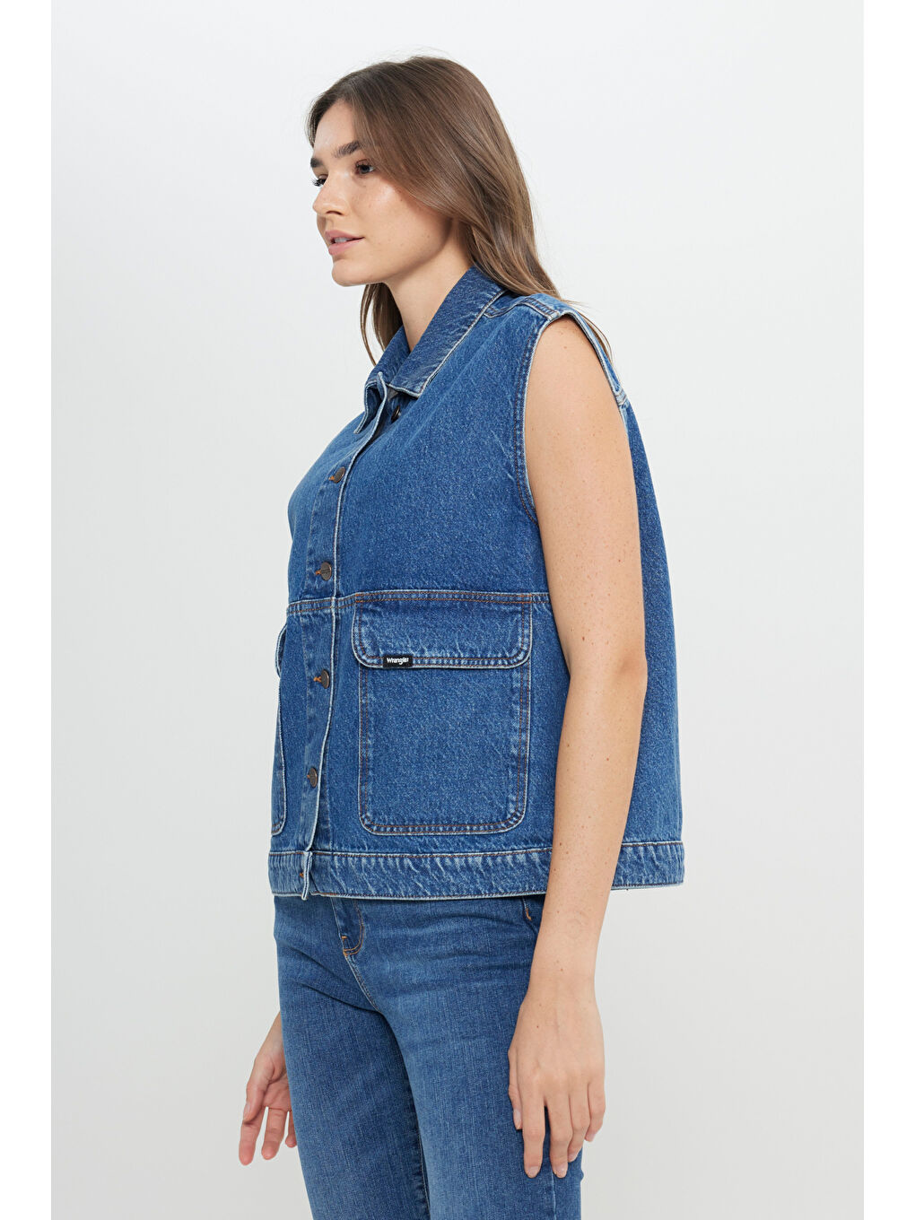 Yeşil Slim Fit Dar Kesim %100 Pamuk Mavi Jean Denim Gömlek-1