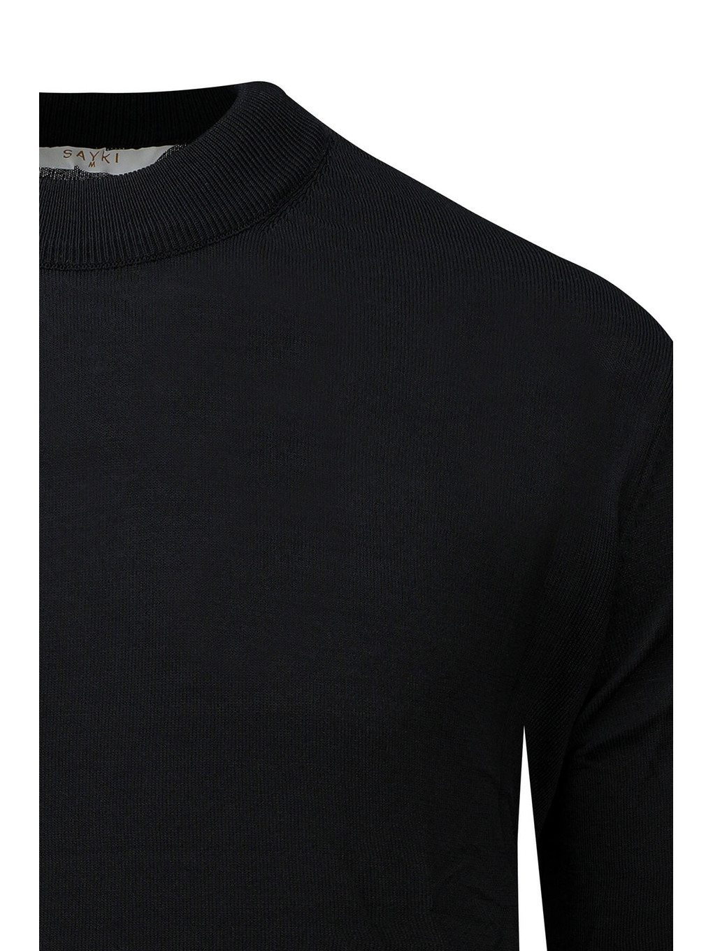 Siyah Regular Fit Yarım Balıkçı Yaka Rayon Kazak-1