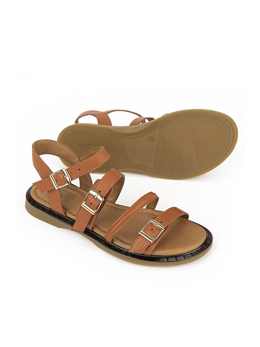 Kahverengi Kadın Hakiki Deri Sandalet 1611047Z26625 Taba-3