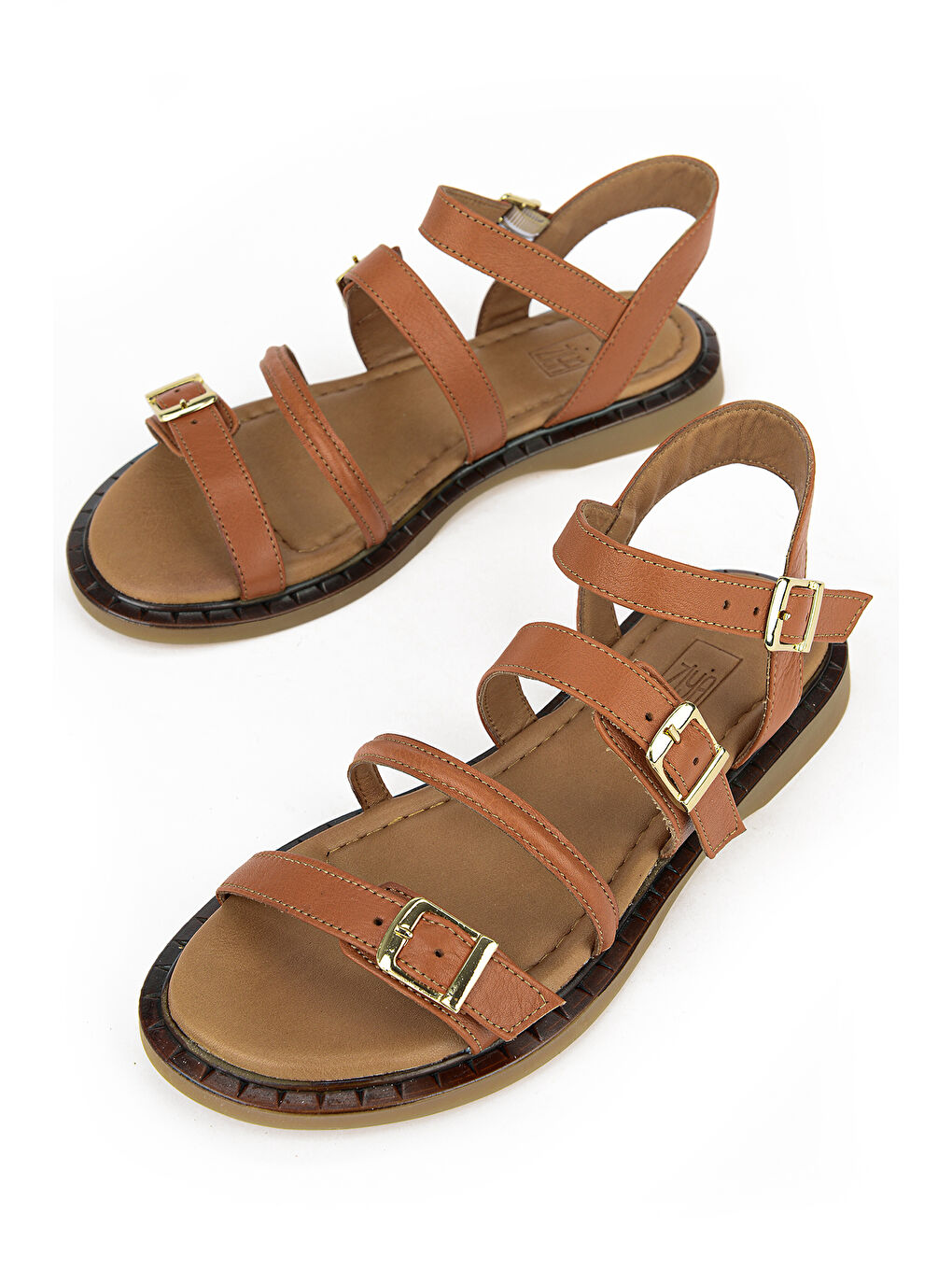 Kahverengi Kadın Hakiki Deri Sandalet 1611047Z26625 Taba-4