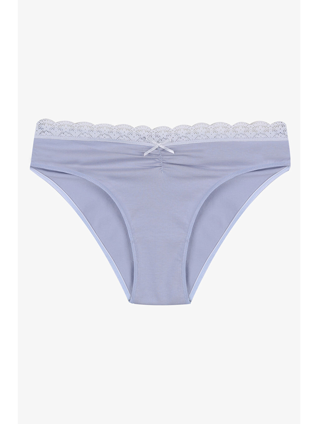 Gri Kadın Ön Bel Dantelli Büzgülü ve Fiyonk Detaylı Lastikli Külot 7'li-4