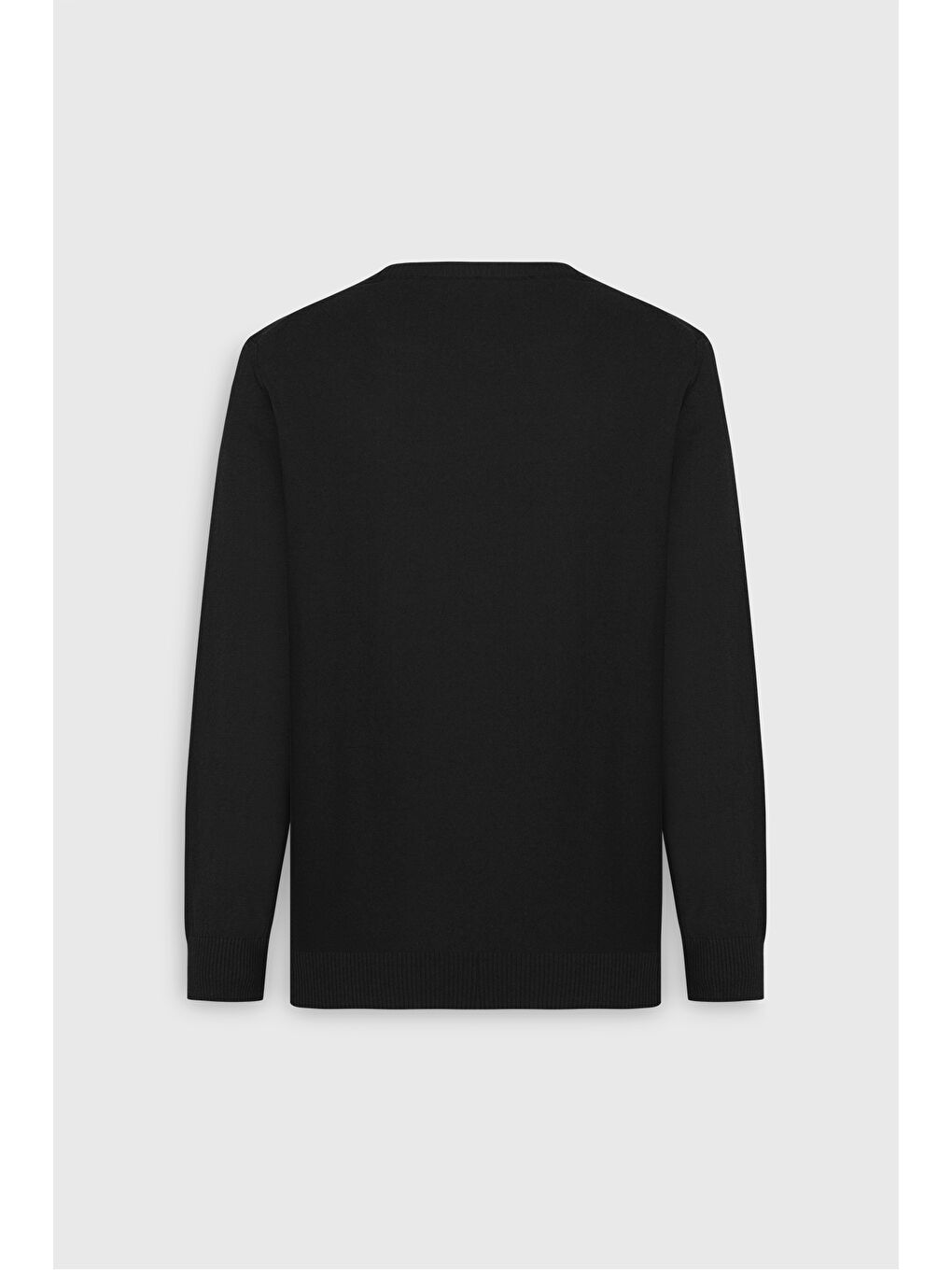 Erkek Siyah Pamuklu Standart Fit Normal Kesim Bisiklet Yaka Jakarlı Triko Kazak-8