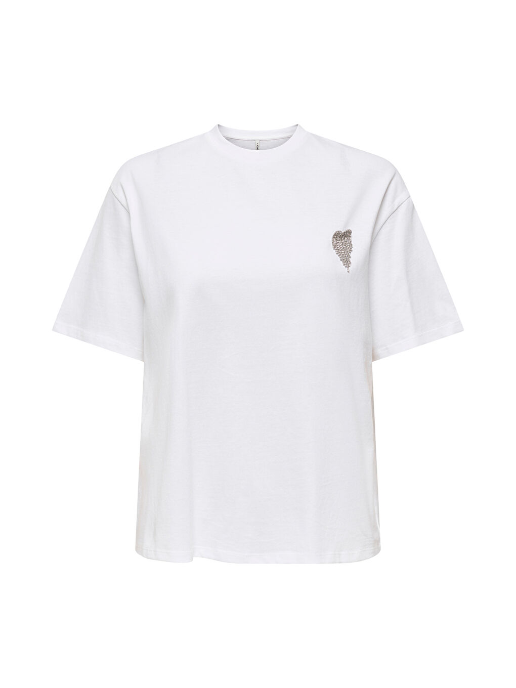 Ekru Onlvita % 100 Pamuk Regular Fit Taş Detaylı Bisiklet Yaka T Shirt 15343769