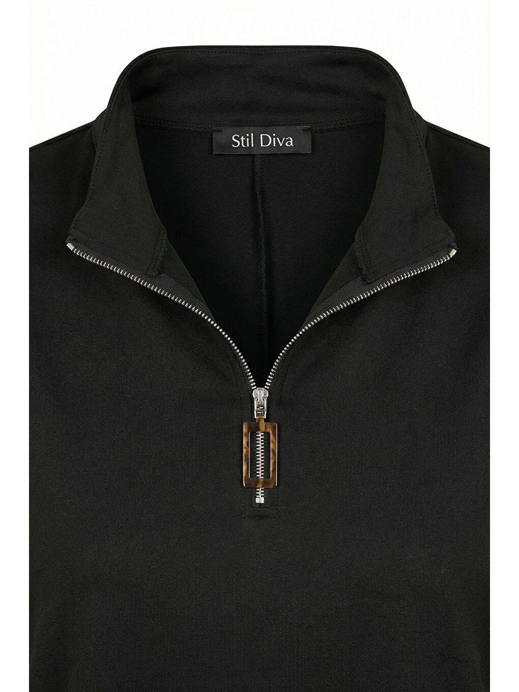 Büyük Beden Siyah Fermuarlı Mini Elbise 304489-5