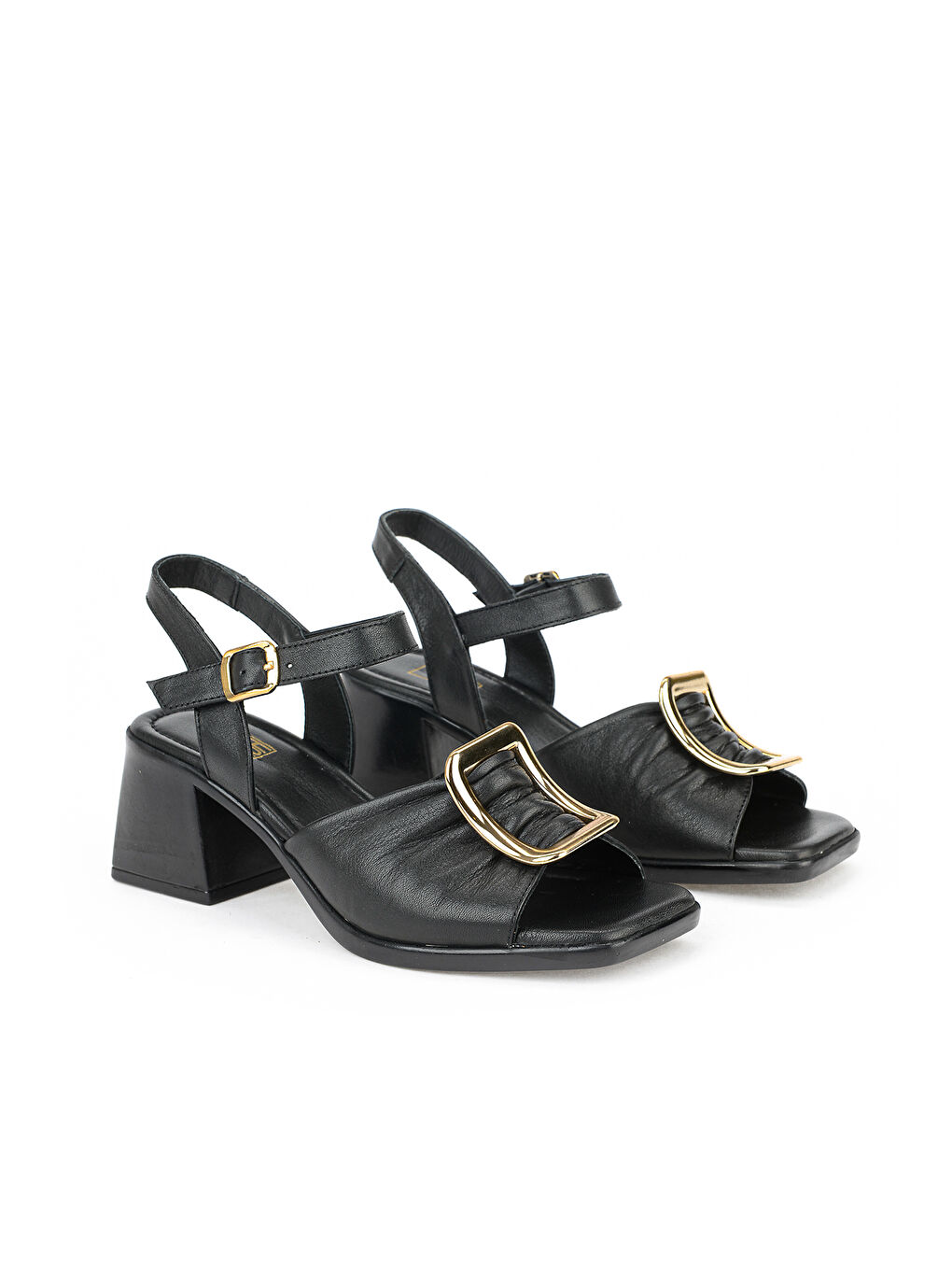 Kadın Hakiki Deri Topuklu Sandalet 161992Z19008S Siyah-1