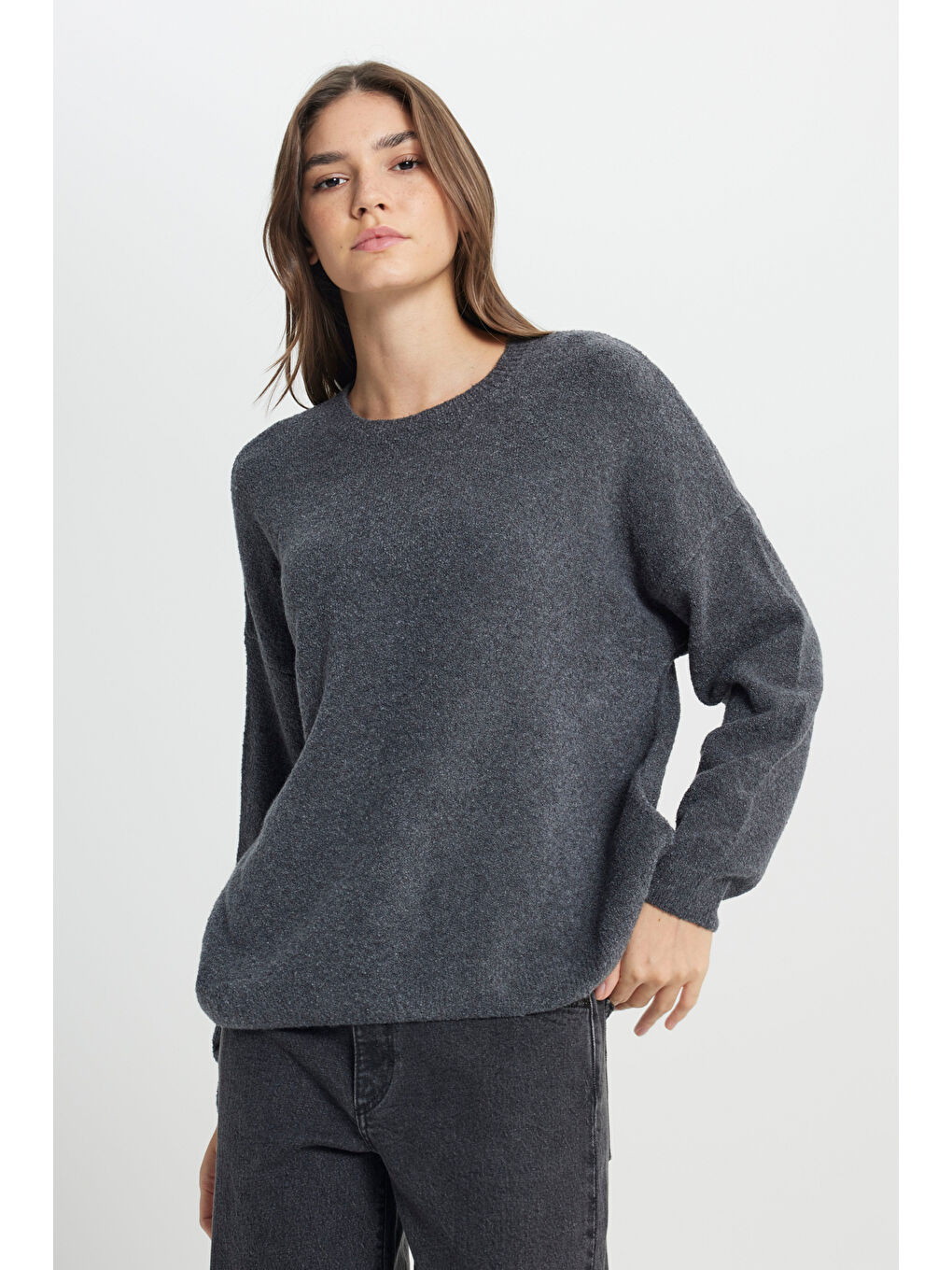 Regular Fit Normal Kesim Antrasit Triko Hırka