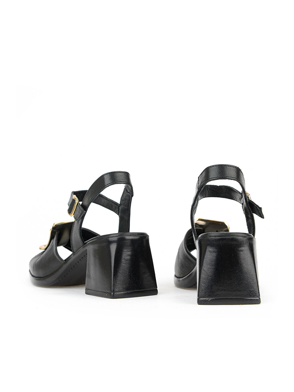 Kadın Hakiki Deri Topuklu Sandalet 161992Z19008S Siyah-2