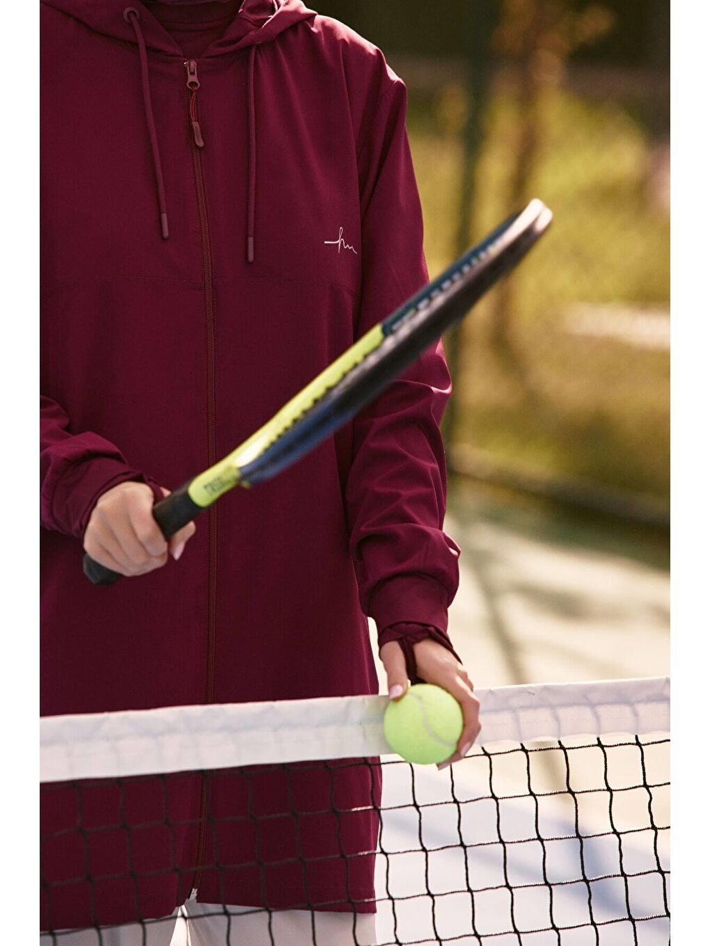 Active Uzun Kollu Kapüşonlu Fermuarlı Mor Tesettür Antrenman Üstü Act 10-1