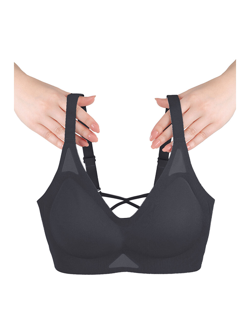 Siyah Balensiz Push Up Dikişsiz Çıkarılabilir Pedli Nefes Alan Sporcu Sütyen